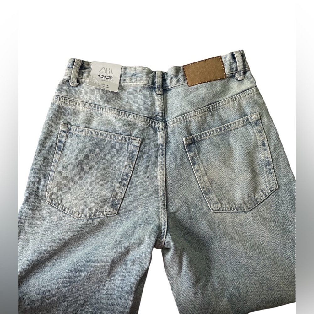 Zara women’s size 30/12 HighWaist Baggy Thrashed Skater Cyber Jeans - Picture 5 of 9